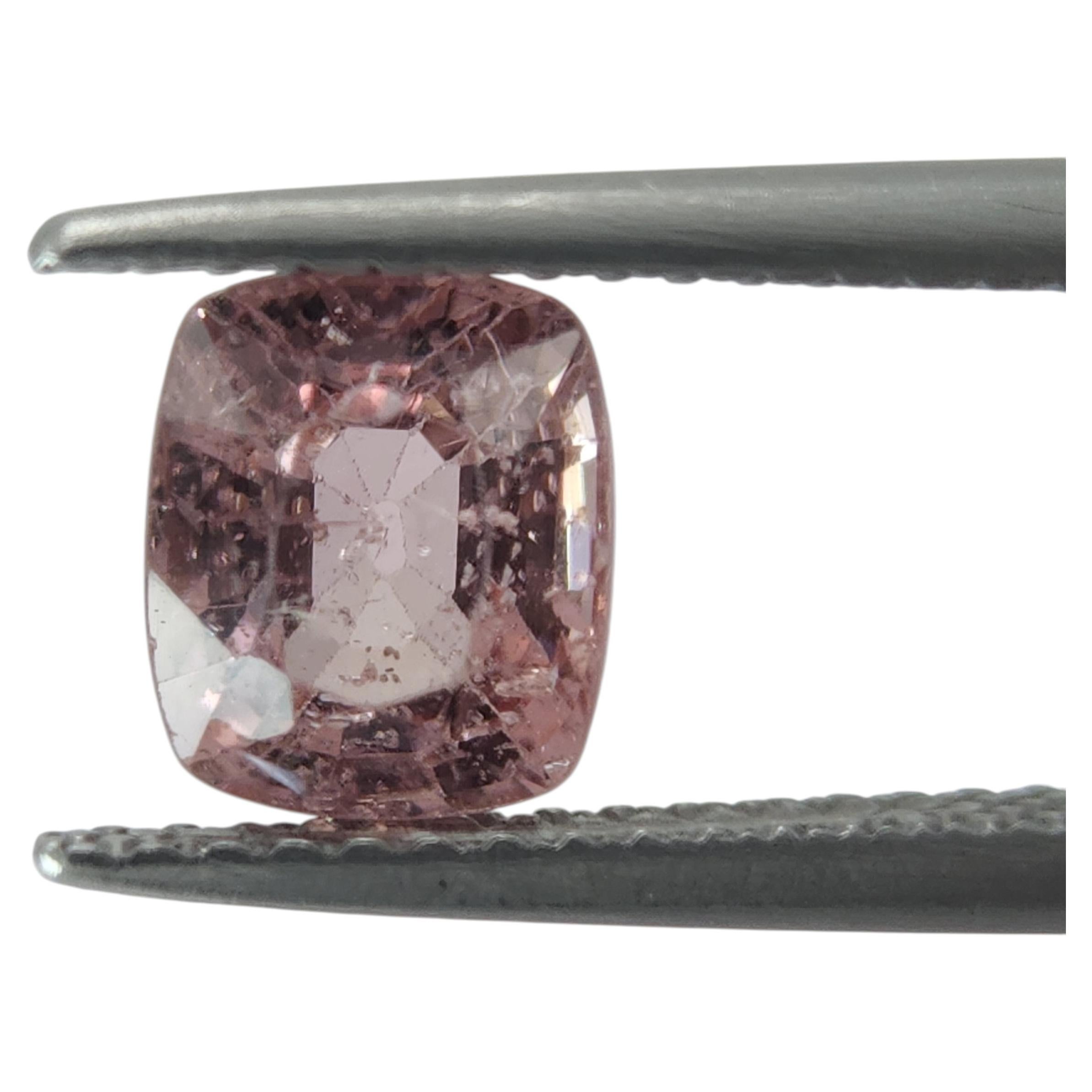 Natural Unheated 1.40ct Peach Spinel Cushion Cut Gemstone, Eye Clean