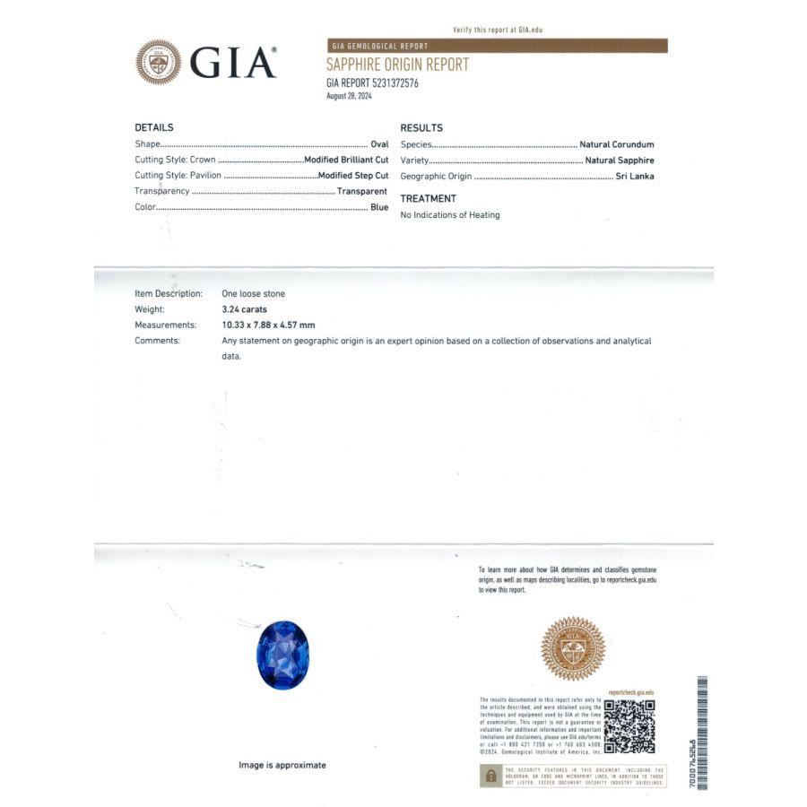 Mixed Cut Natural Unheated Blue Sri Lankan Sapphire Gemstone 3.24 carats with GIA Report For Sale