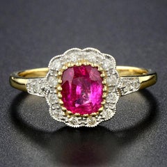 Natural Unheated Burmese Ruby Diamond Cocktail Ring