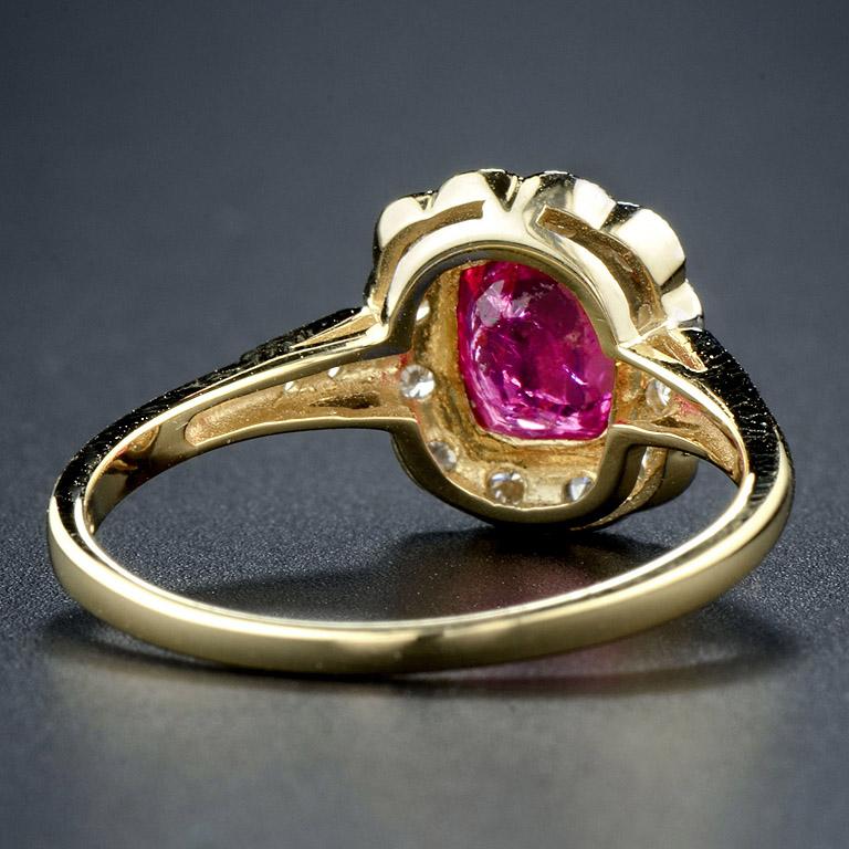 Natural Unheated Burmese Ruby Diamond Cocktail Ring In New Condition In Bangkok, TH