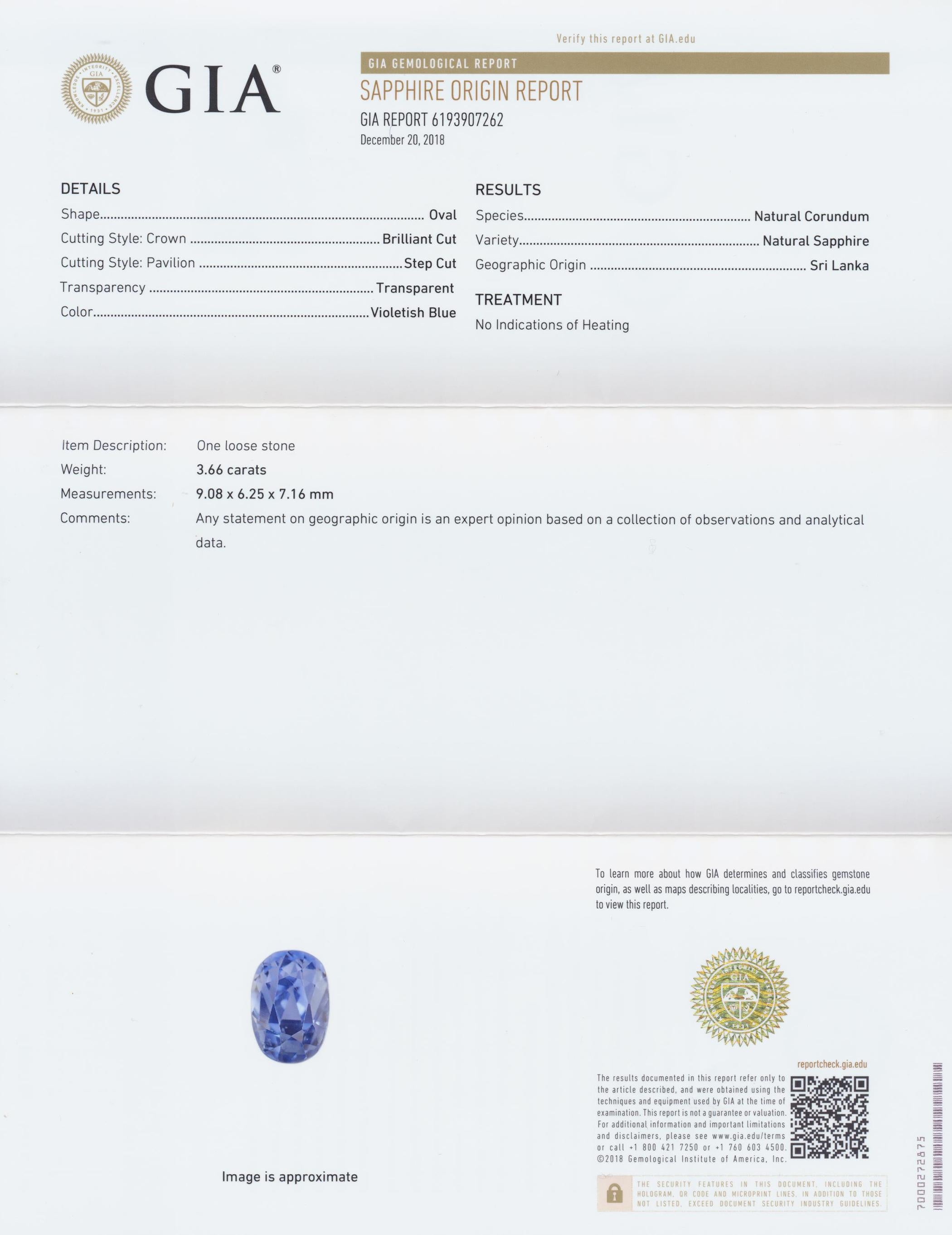 Platinring mit 3 Steinen, natürlicher unerhitzter GIA 3,6 Karat Saphir birnenförmiger Diamant, Sri Lanka im Zustand „Gut“ im Angebot in Brambleton, US