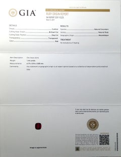 Rubis naturel non traité du Mozambique, 1,44 carats, accompagné d'un rapport GIA
