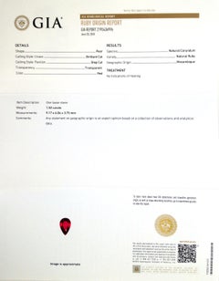 Rubis naturel non traité du Mozambique, 1.52 carats, accompagné d'un rapport GIA