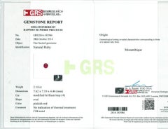 Natural Unheated Mozambique Ruby 2.10 carats set in Platinum Ballerina Ring