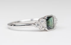 Natural Unheated Nigerian Sapphire with Diamond Sides 14K Gold Engagement Ring