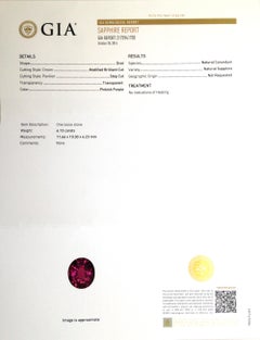 Natural Unheated Purple Sapphire Gemstone 6.13 carats with GIA Report