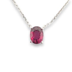 Natural Unheated Red Ruby Necklace Pendant 1.21ct Mozambique Oval 14K Gold
