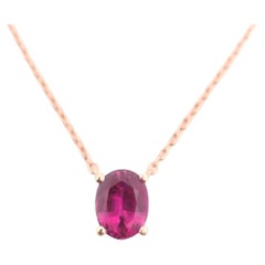 Natural Unheated Red Ruby Necklace Pendant 1.22ct Thailand Oval 14K Gold GIA