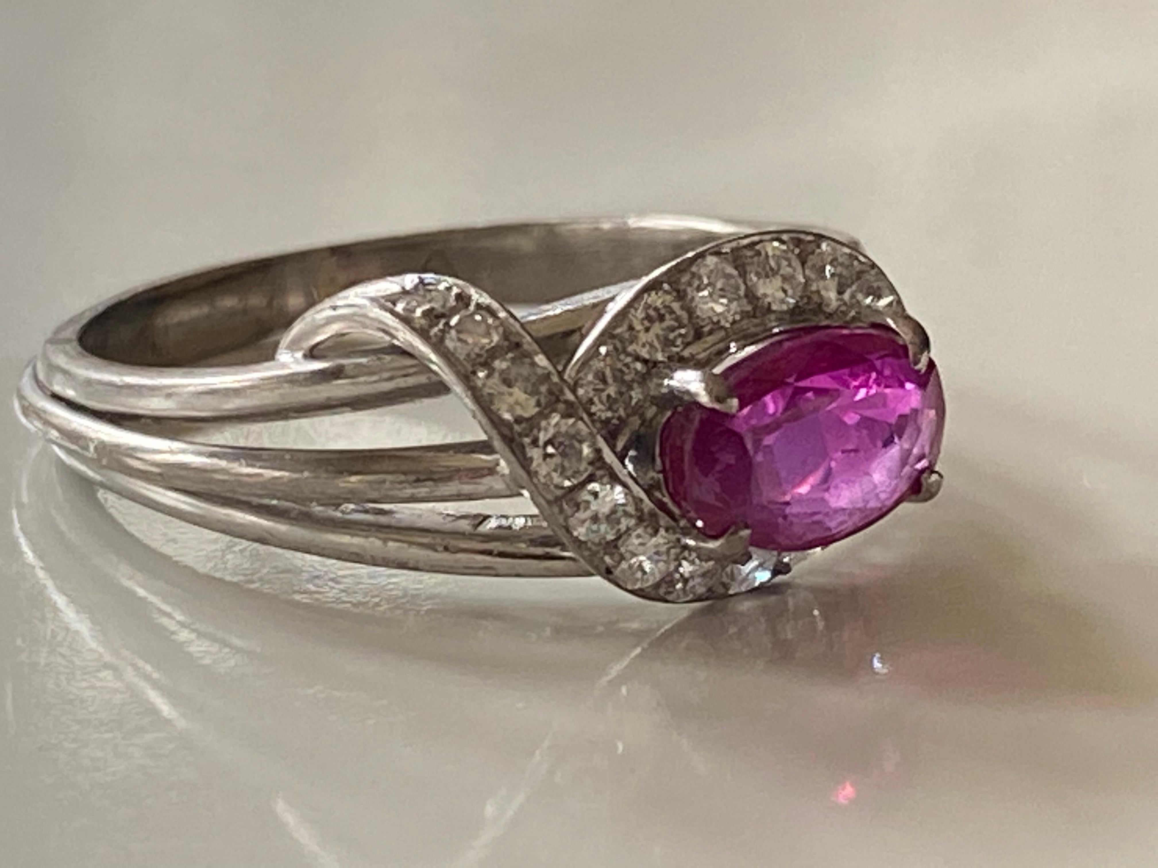 Women's Natural Unheated Ruby and Diamond Cocktail Ring  For Sale