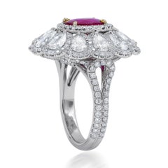 Natural Unheated Ruby and Diamond Ring