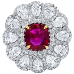 Natural Unheated Ruby and Diamond Ring