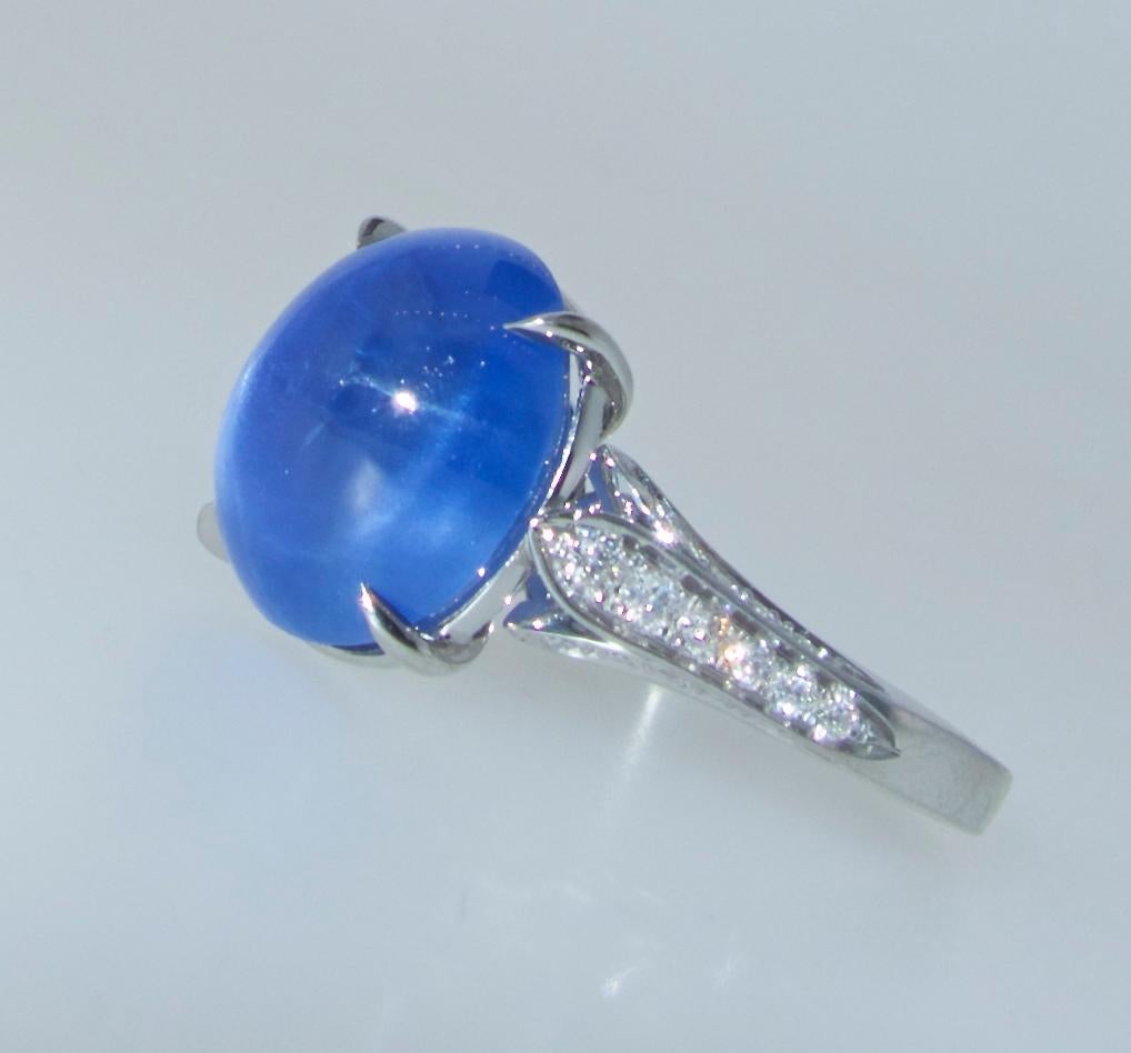 Natural Unheated Star Sapphire and Diamond Ring, Pierre/Famille In New Condition In Aspen, CO