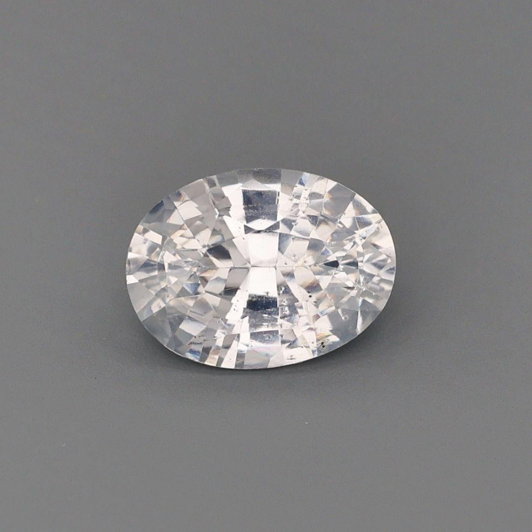 A Natural Unheated White Sapphire with a dominant hue of colorless. Cut into an Oveal shape, this stone weighs almost 2.35 carats.

• Variety: Sapphire
• Color(s): Colorless
• Shape/Cutting Style: Oveal
• Cut: Good
• Dimensions: 10.8mm x 7mm x