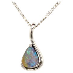 Natural Untreated 1.16ct Australian Boulder Opal Pendant Set In Sterling Silver