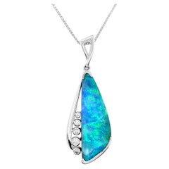 Natural Untreated Australian 11.16ct Boulder Opal Pendant Necklace 18K Gold