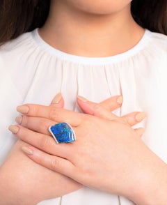 Natural Untreated Australian 20.69ct Boulder Opal Ring in 18K Yellow Gold