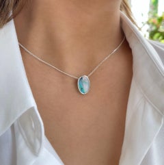 Natural Untreated Australian 3.06ct Boulder Opal Pendant in Sterling Silver