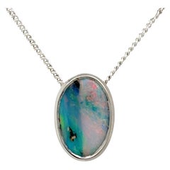 Natural Untreated Australian 3.06ct Boulder Opal Pendant in Sterling Silver