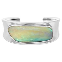 Bracelet d'opale rocheuse australienne naturelle non traitée de 43,77 carats en argent sterling