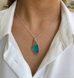 Natural Untreated Australian 5.19 Carat Boulder Opal Pendant Necklace 18k Gold
