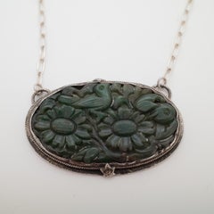 Natural Untreated Burmese Jadeite Pendant in Sterling