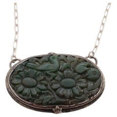 Natural Untreated Burmese Jadeite Pendant in Sterling