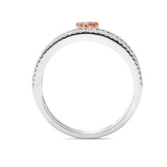 Natural Untreated Fancy Pink White Diamond Heart Shape White Gold Ring