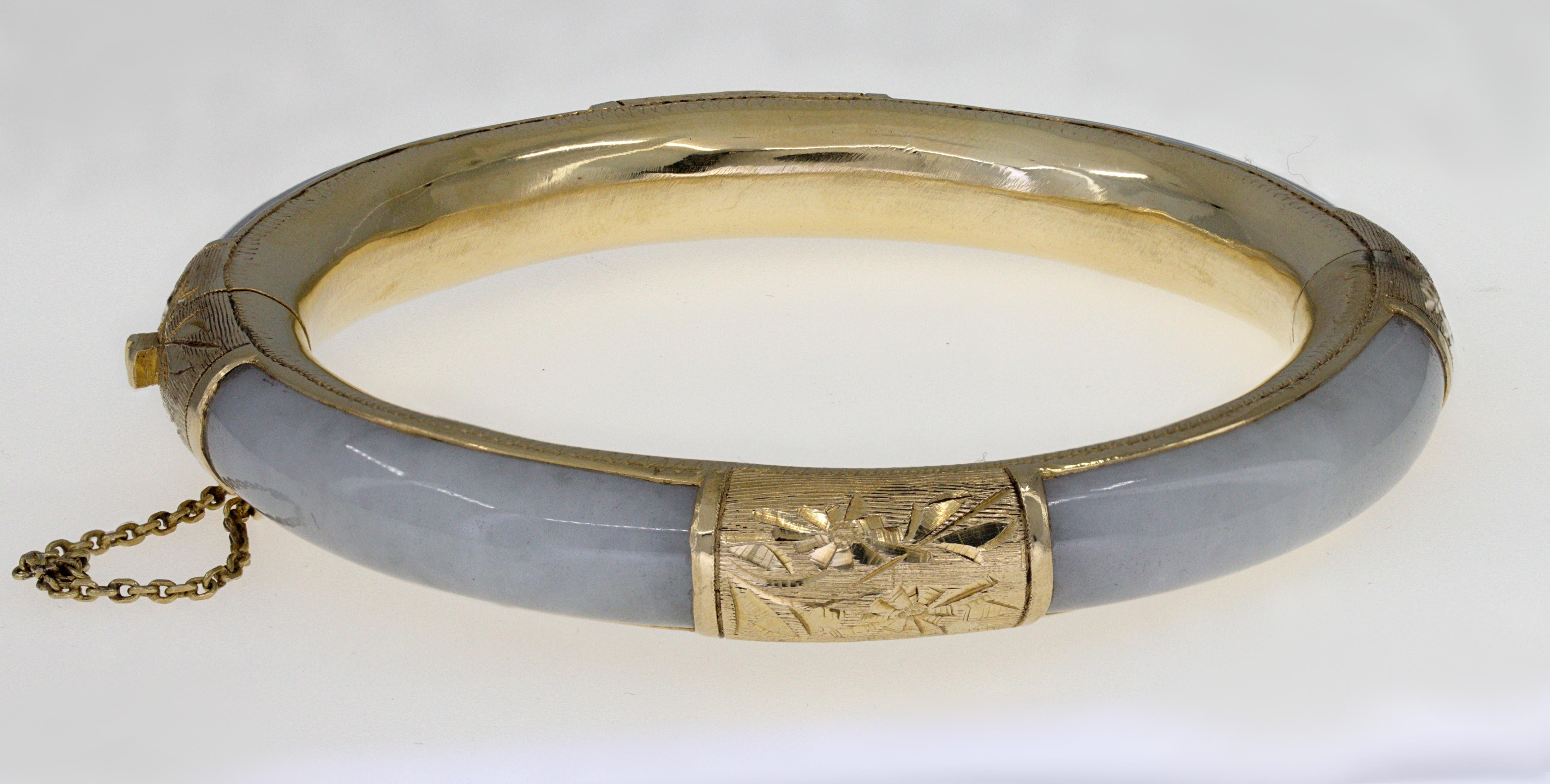 Armreif mit Scharnier, natürlicher unbehandelter GIA-zertifizierter Jadeit Jade, 14K Gold für Damen oder Herren im Angebot