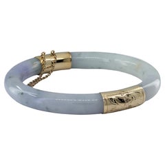 Bracciale a cerniera in giada naturale non trattata certificata GIA in oro 14K