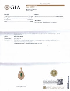 Natural UNTREATED GIA Omphacite "Imperial" Color Jade and Diamonds 18KY Pendant