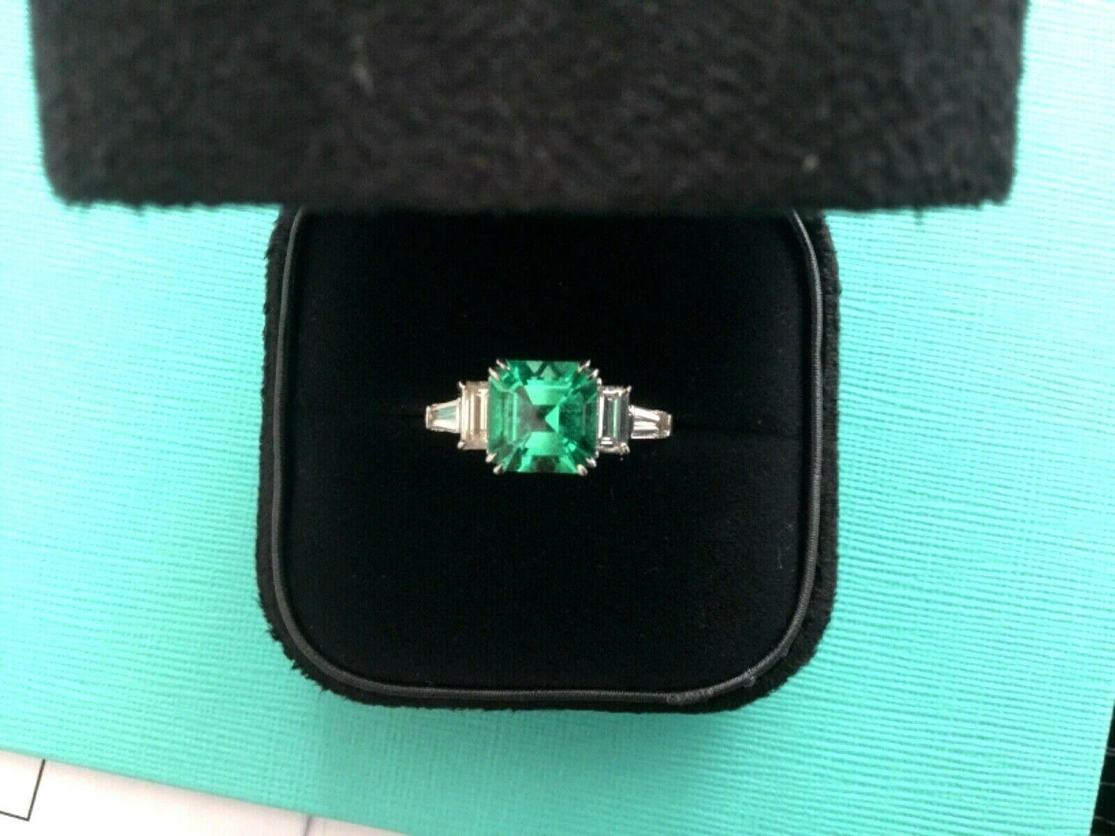 Natural Untreated Green Emerald 2.04 Ct GIA Cert W/ 18 K Gold and Diamond Ring 8