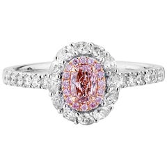 Natural Untreated Light Pink Diamond 18 Karat White Gold Diamond Ring