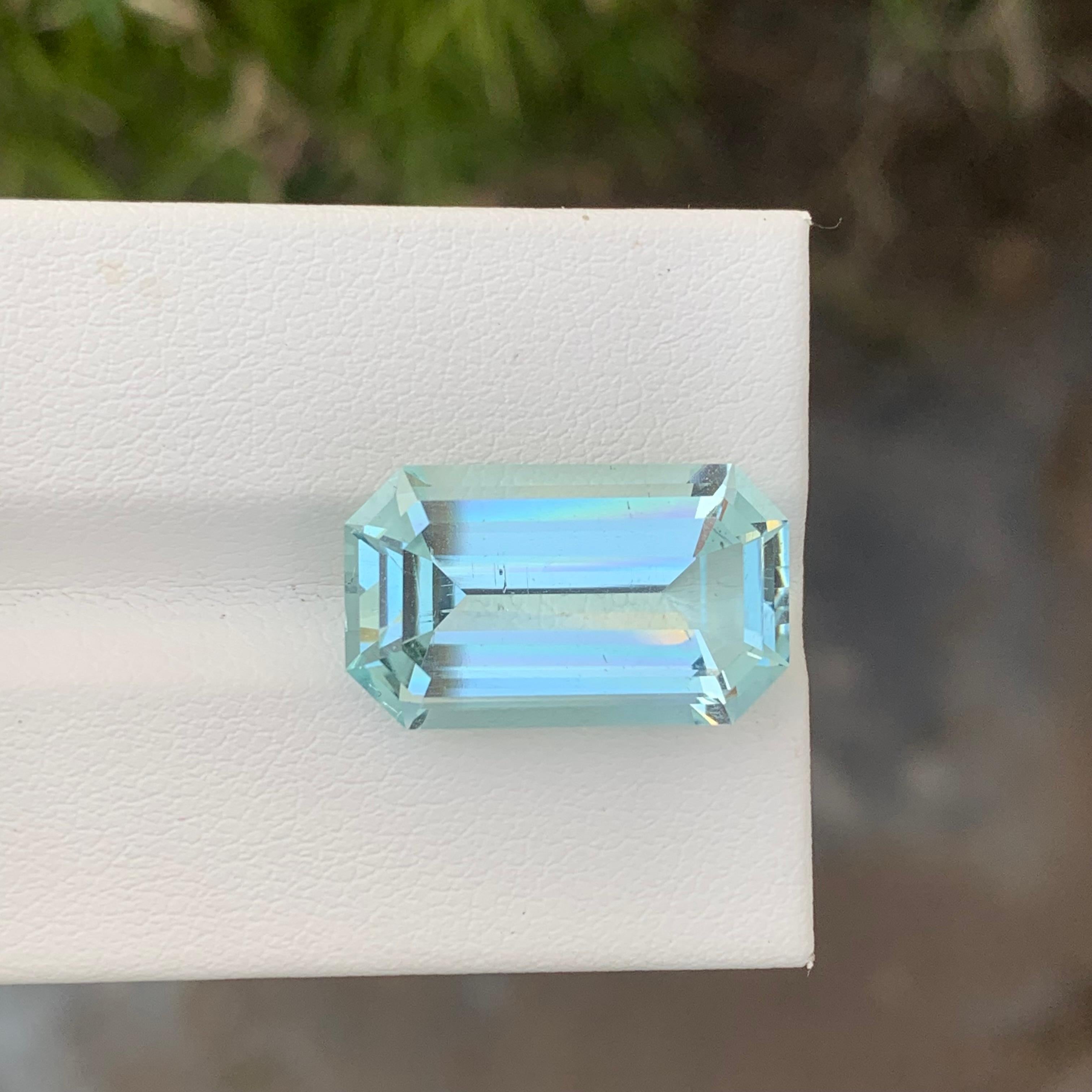 Loose Aquamarine
Weight: 11.50 Carat
Dimension: 19.4 x 11.4 x 7.3 Mm
Colour : Pale Blue
Origin: Shigar Valley, Pakistan
Treatment: Non
Certificate : On Demand
Shape: Emerald

Aquamarine is a captivating gemstone known for its enchanting blue-green