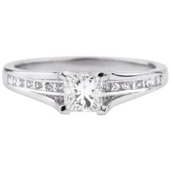 Natural untreated Princess Shape White Diamond 18 Karat Gold Engagement Ring