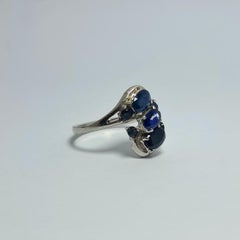 Natural Untreated Royal Blue Sapphire.925 Sterling Silver Rhodium Plated Ring