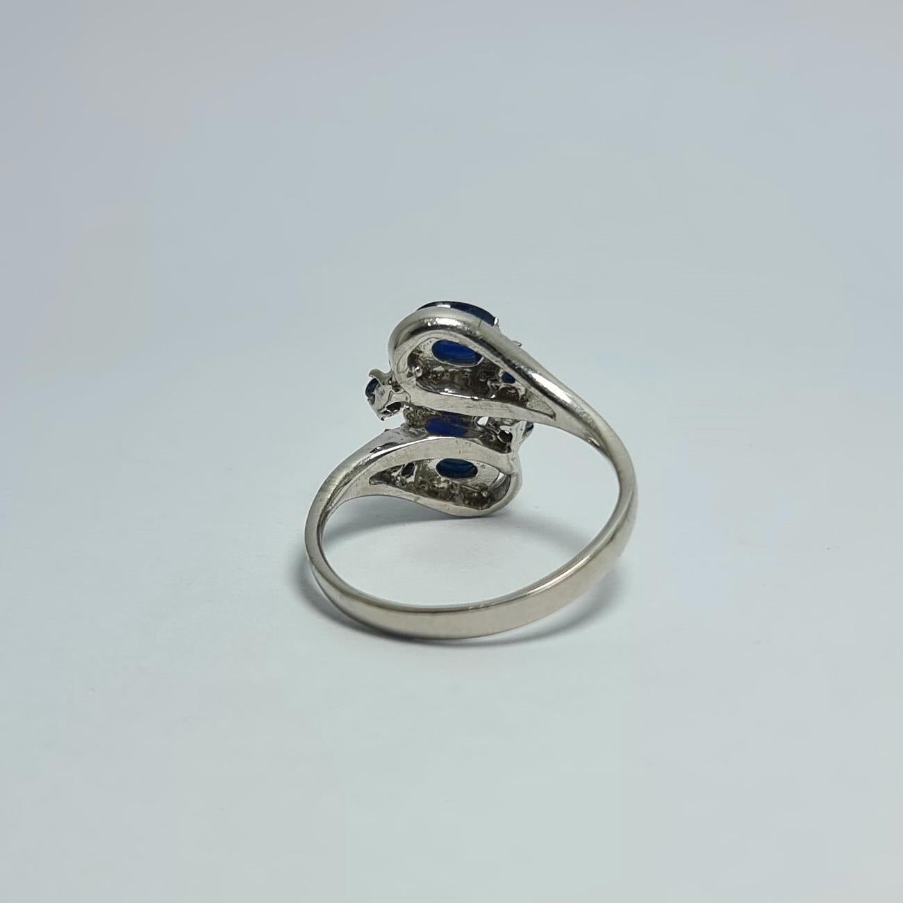 Women's Natural Untreated Royal Blue Sapphire.925 Sterling Silver Rhodium Plated Ring For Sale
