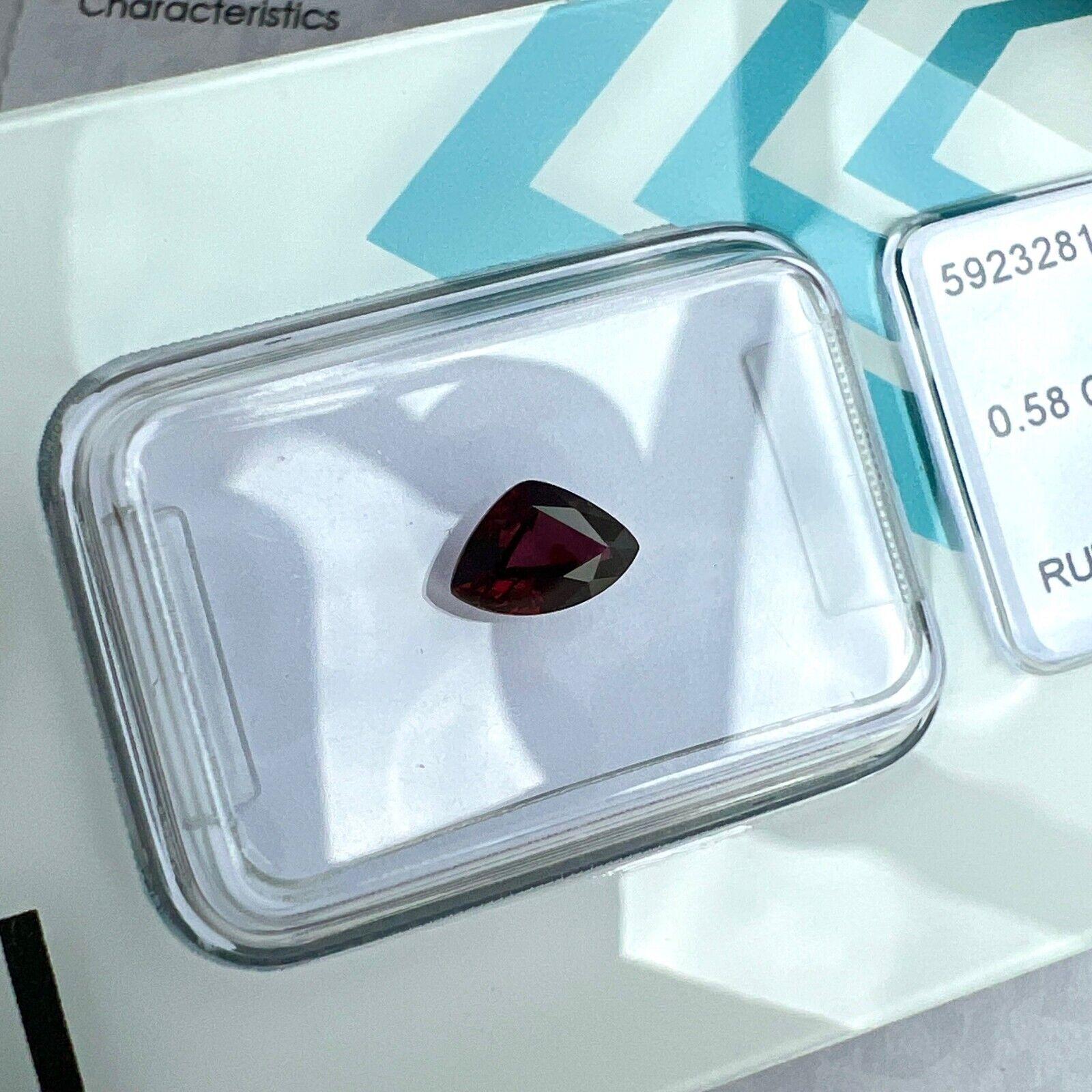 Natural Untreated Ruby Deep Red 0.58ct Trillion Triangle Cut IGI Certified Gem In New Condition In Birmingham, GB