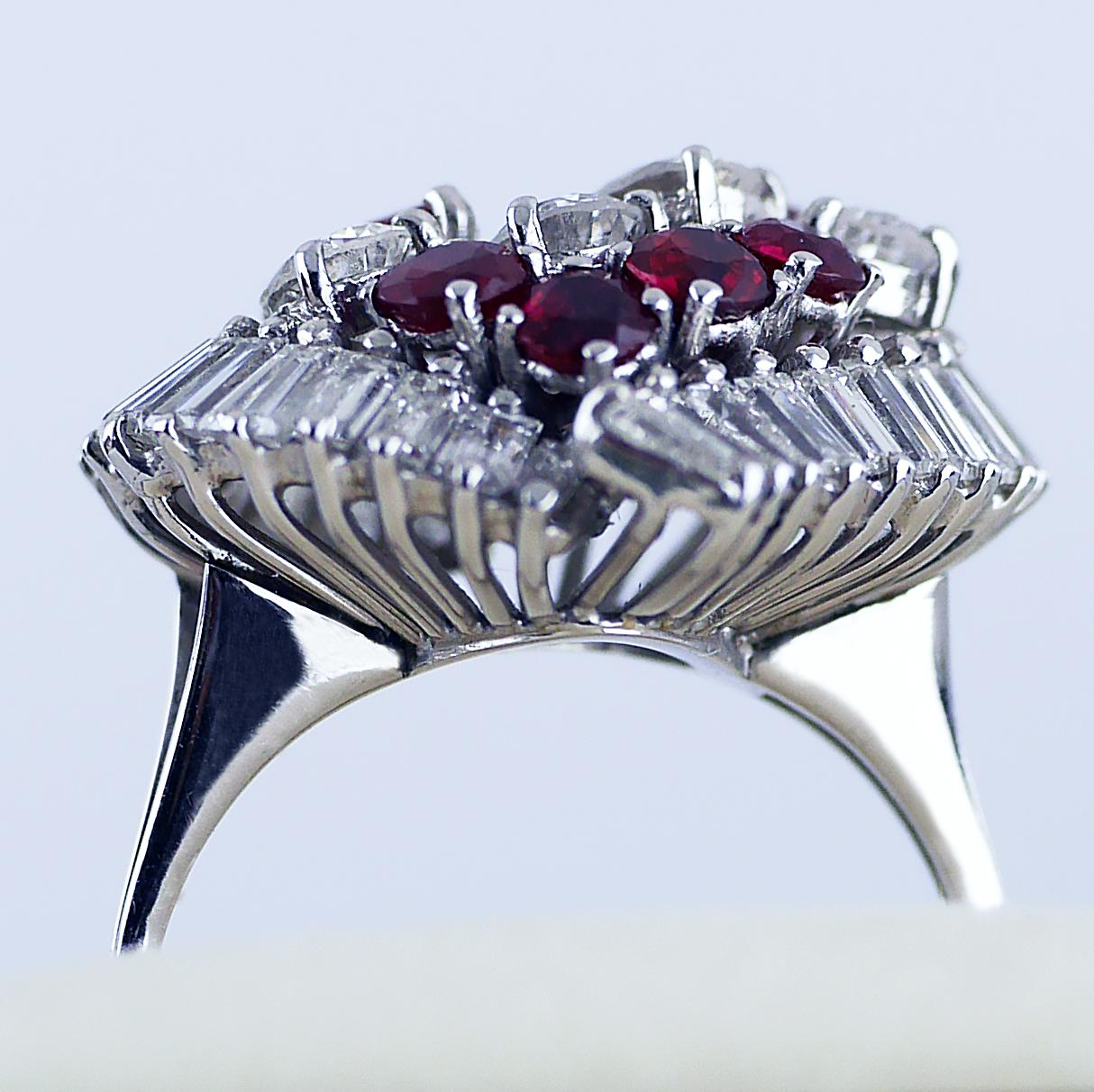 Women's Natural Untreated Ruby Diamond Heart Cluster Ring, 1975