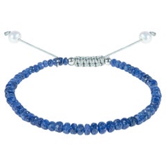 Natural, untreated sapphire beaded bracelet with drawstring closure