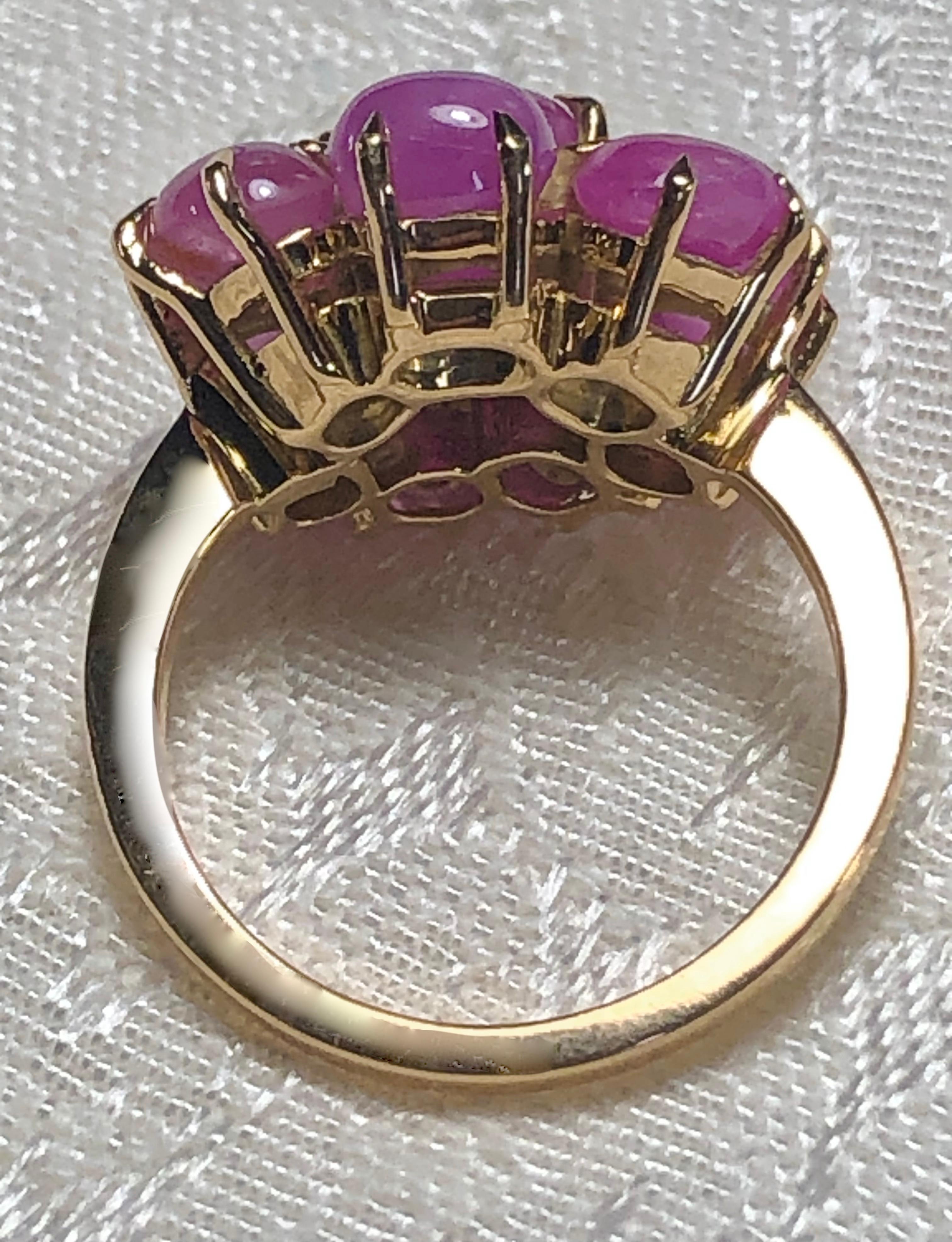 16,00 Karat Natürlicher unbehandelter Stern Rubin Cluster Cocktail Ring 18K im Angebot 10