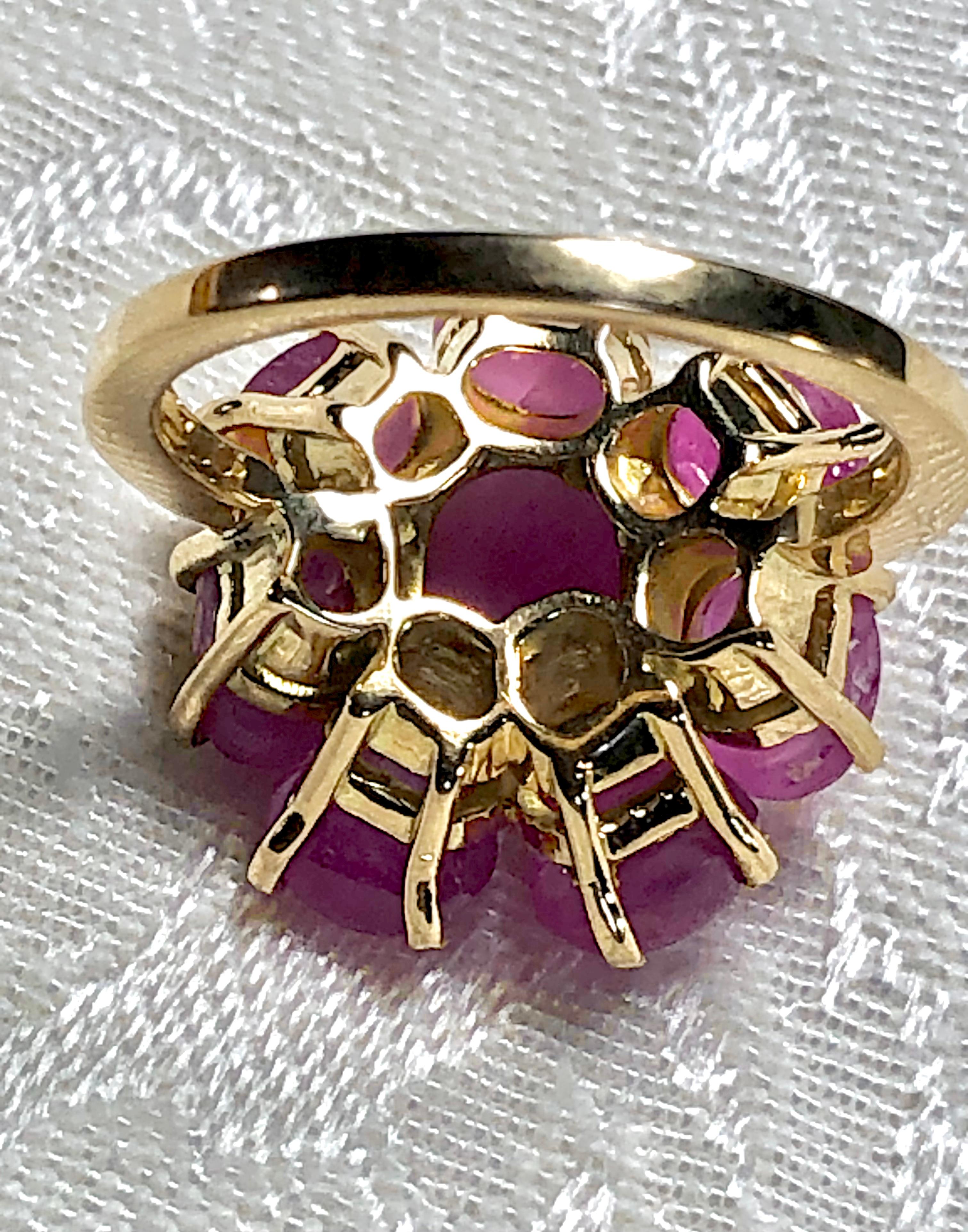 16,00 Karat Natürlicher unbehandelter Stern Rubin Cluster Cocktail Ring 18K im Angebot 6