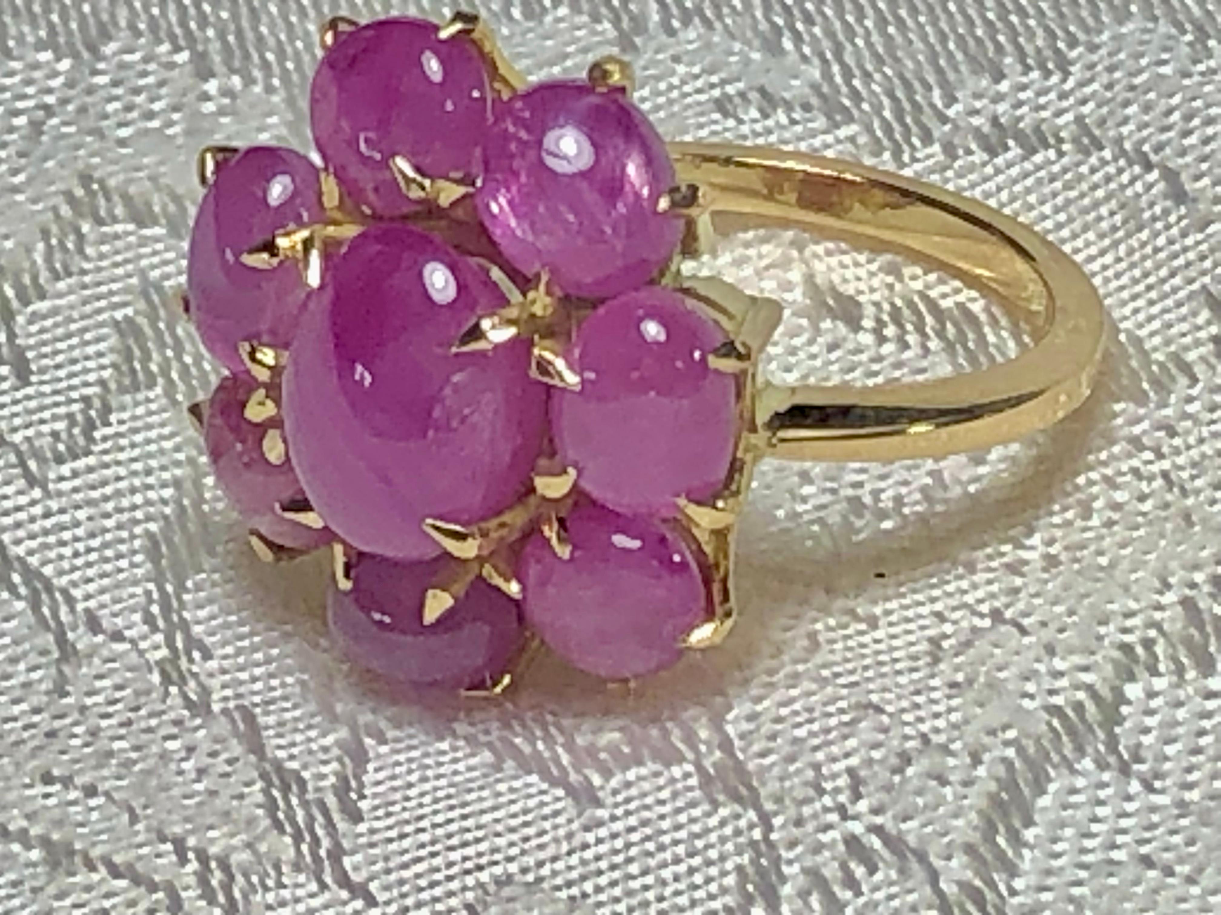 16,00 Karat Natürlicher unbehandelter Stern Rubin Cluster Cocktail Ring 18K Damen im Angebot