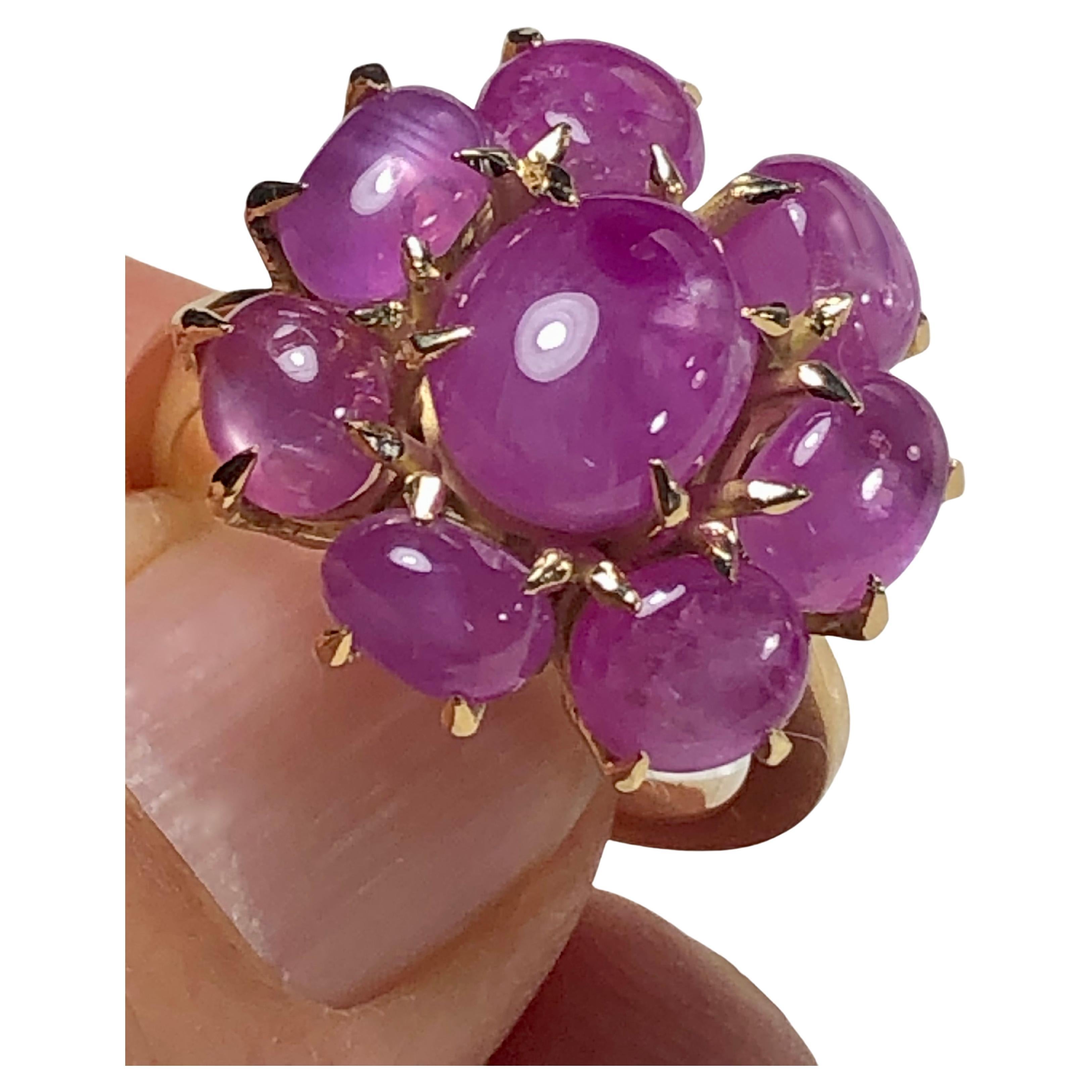 16,00 Karat Natürlicher unbehandelter Stern Rubin Cluster Cocktail Ring 18K (Zeitgenössisch) im Angebot