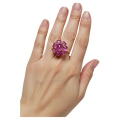 16.00 Carat Natural Untreated Star Ruby Cluster Cocktail Ring 18K