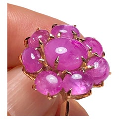 16,00 Karat Natürlicher unbehandelter Stern Rubin Cluster Cocktail Ring 18K