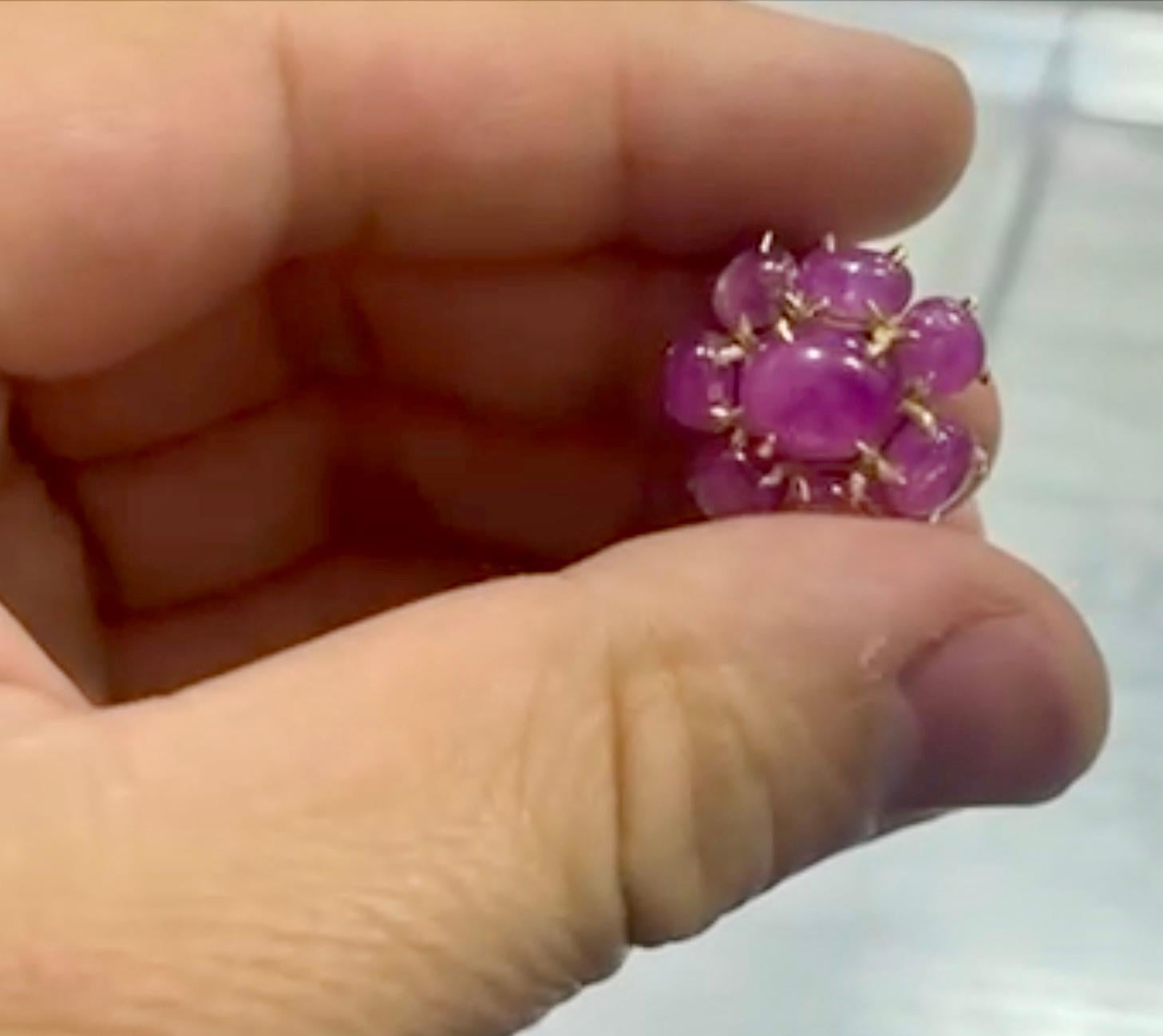 Women's 16.00 Carat Natural Untreated Star Ruby Cluster Cocktail Ring 18K For Sale