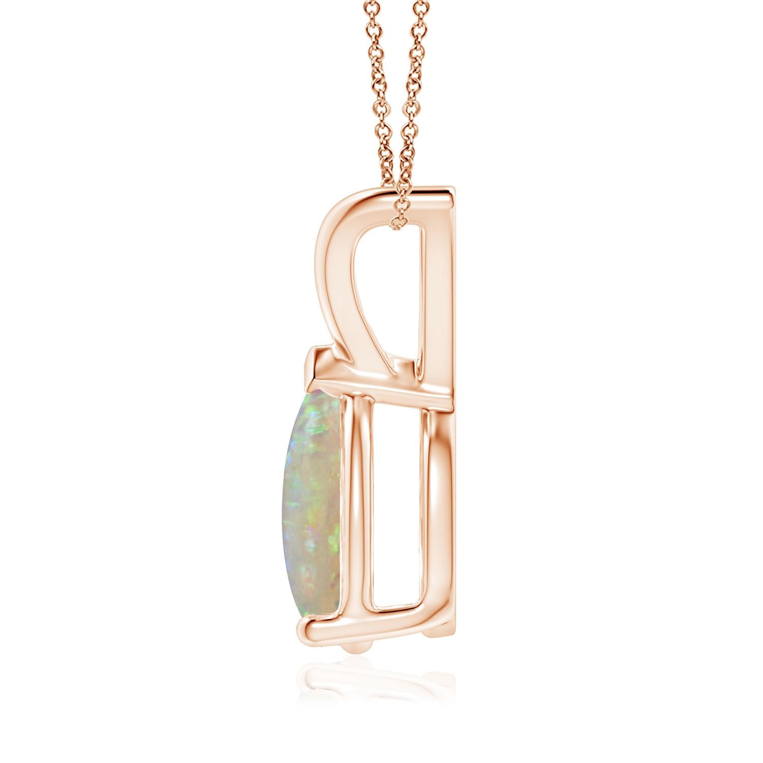 Cabochon ANGARA Natural V-Bale Pear-Shaped 1.15ct Opal Solitaire Pendant in 14K Rose Gold For Sale