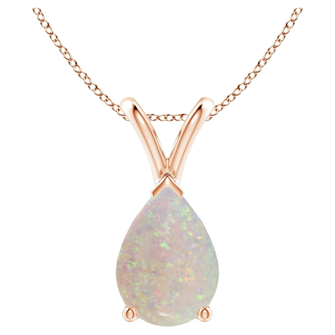 ANGARA Natural V-Bale Pear-Shaped 1.15ct Opal Solitaire Pendant in 14K Rose Gold For Sale