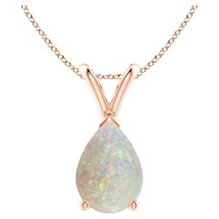 ANGARA Natural V-Bale Pear-Shaped 1.15ct Opal Solitaire Pendant in 14K Rose Gold