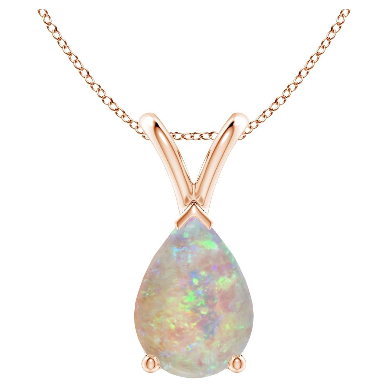 ANGARA Natural V-Bale Pear-Shaped 1.15ct Opal Solitaire Pendant in 14K Rose Gold For Sale